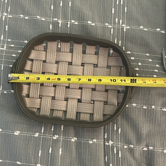 Restoration Hardware Ceramic Woven Basket With Handles RH Stamp Cream blue gray - Picture 9 of 11